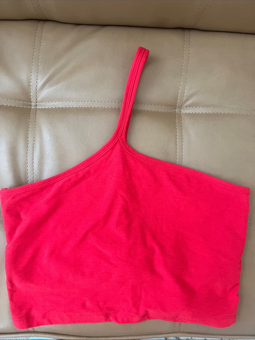 Beyond Yoga Spacedye One-Shoulder Red Crop Top - Large